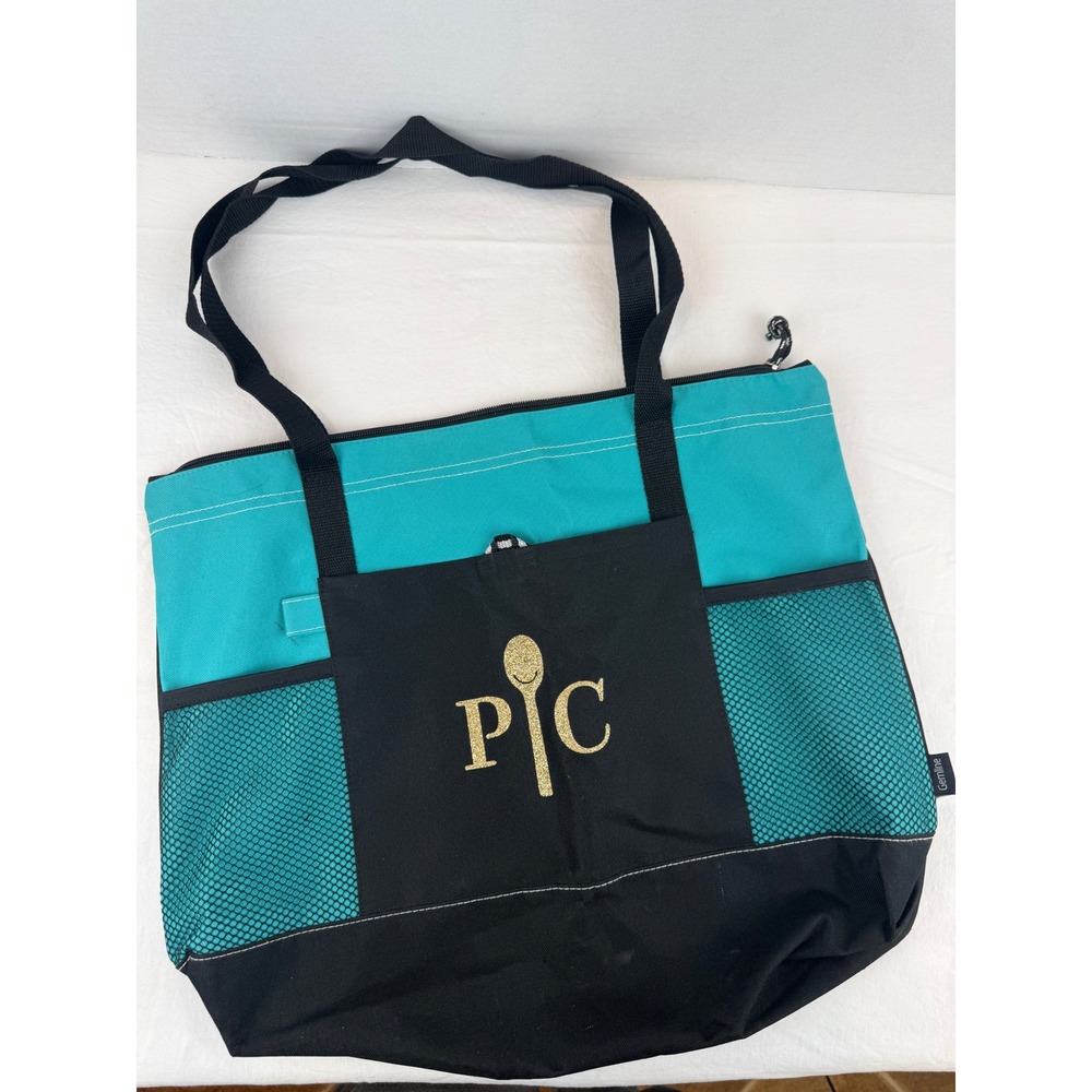 Gemline Pampered Chef Conference Tote Bag Teal Black Gold Glitter Logo